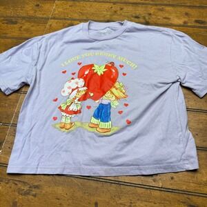 Strawberry Shortcake Lavender Graphic Tee I Love You Berry Much Purple XS